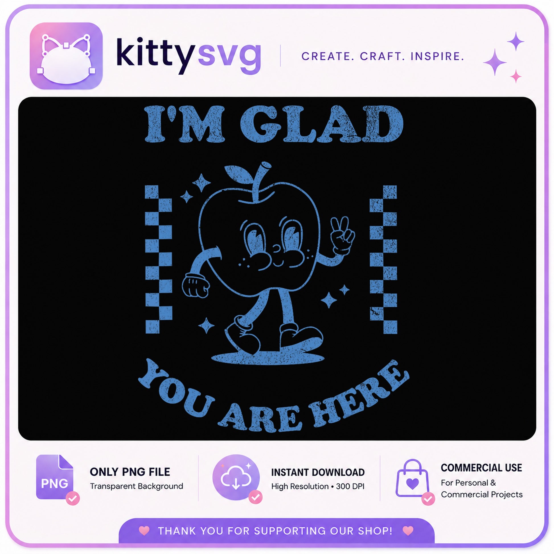 Im Glad You Are Here Retro Apple PNG, Teacher PNG, Back To School PNG