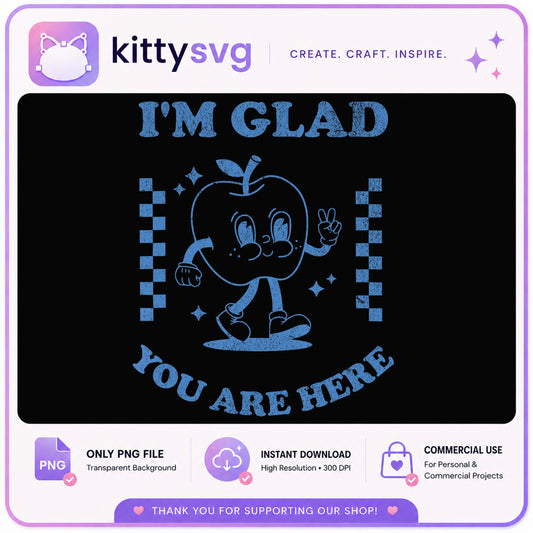 Im Glad You Are Here Retro Apple PNG, Teacher PNG, Back To School PNG