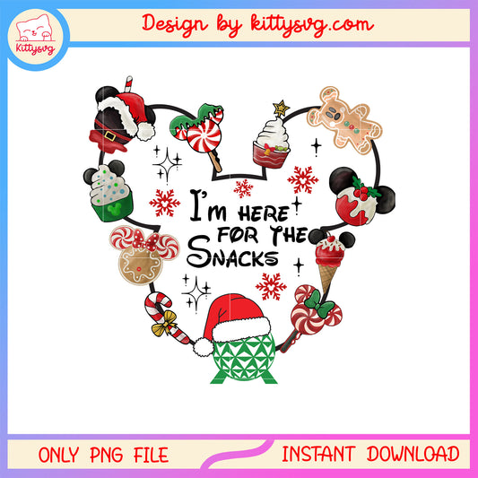 Im here for snacks disney ear christmas mugs png, retro christmas png