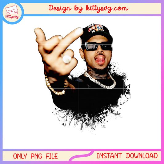 Ink drops chris brown middle finger png, chris brown​ png