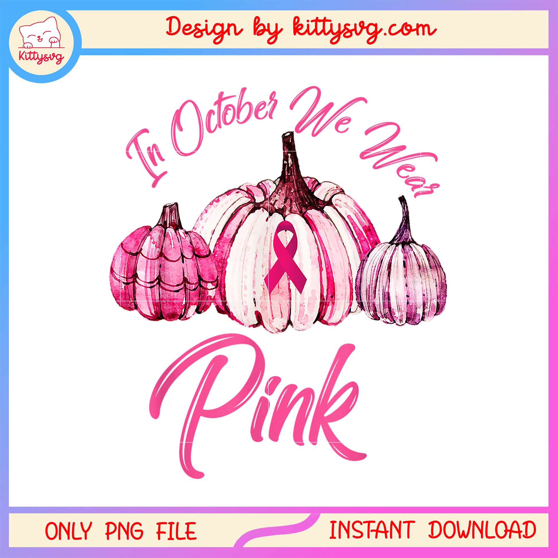 In october we wear pink autism awareness png, halloween pumpkin png 