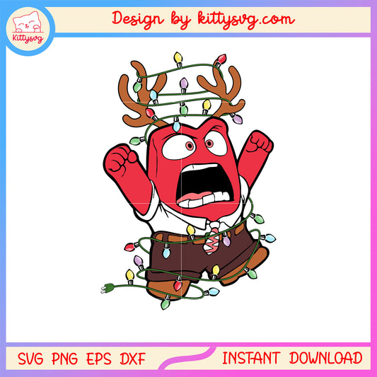Inside out anger christmas light svg, anger inside out svg