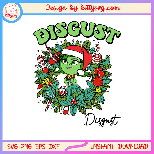 Inside out disgust christmas flower wreath svg, inside out disgust svg