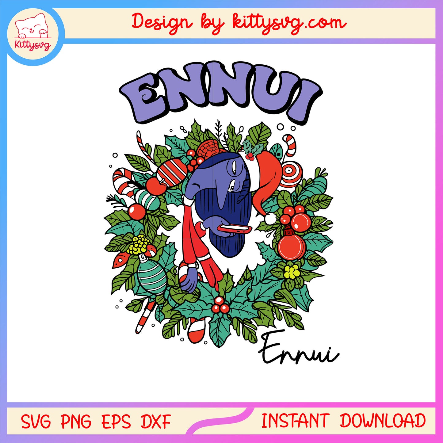 Inside out ennui christmas flower wreath svg, inside out ennui svg