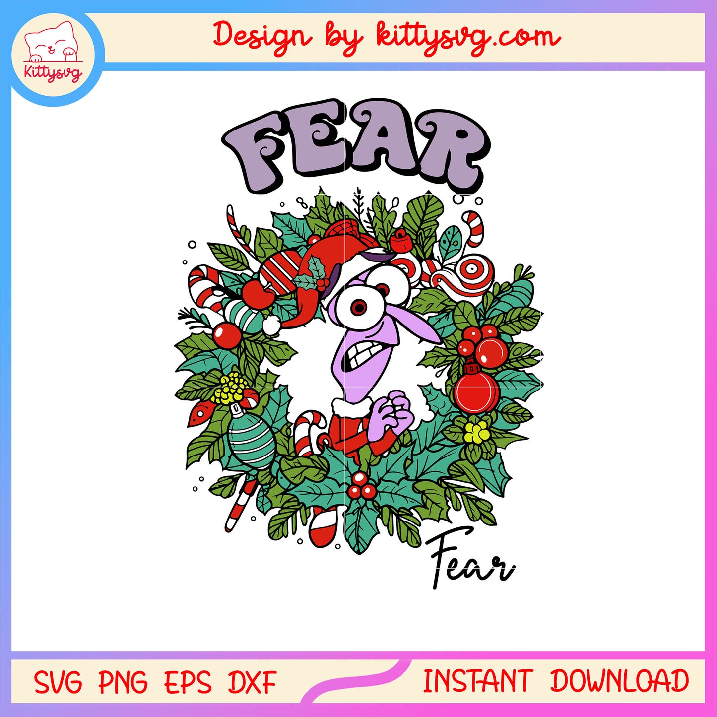 Inside out fear christmas flower wreath svg, inside out fear svg