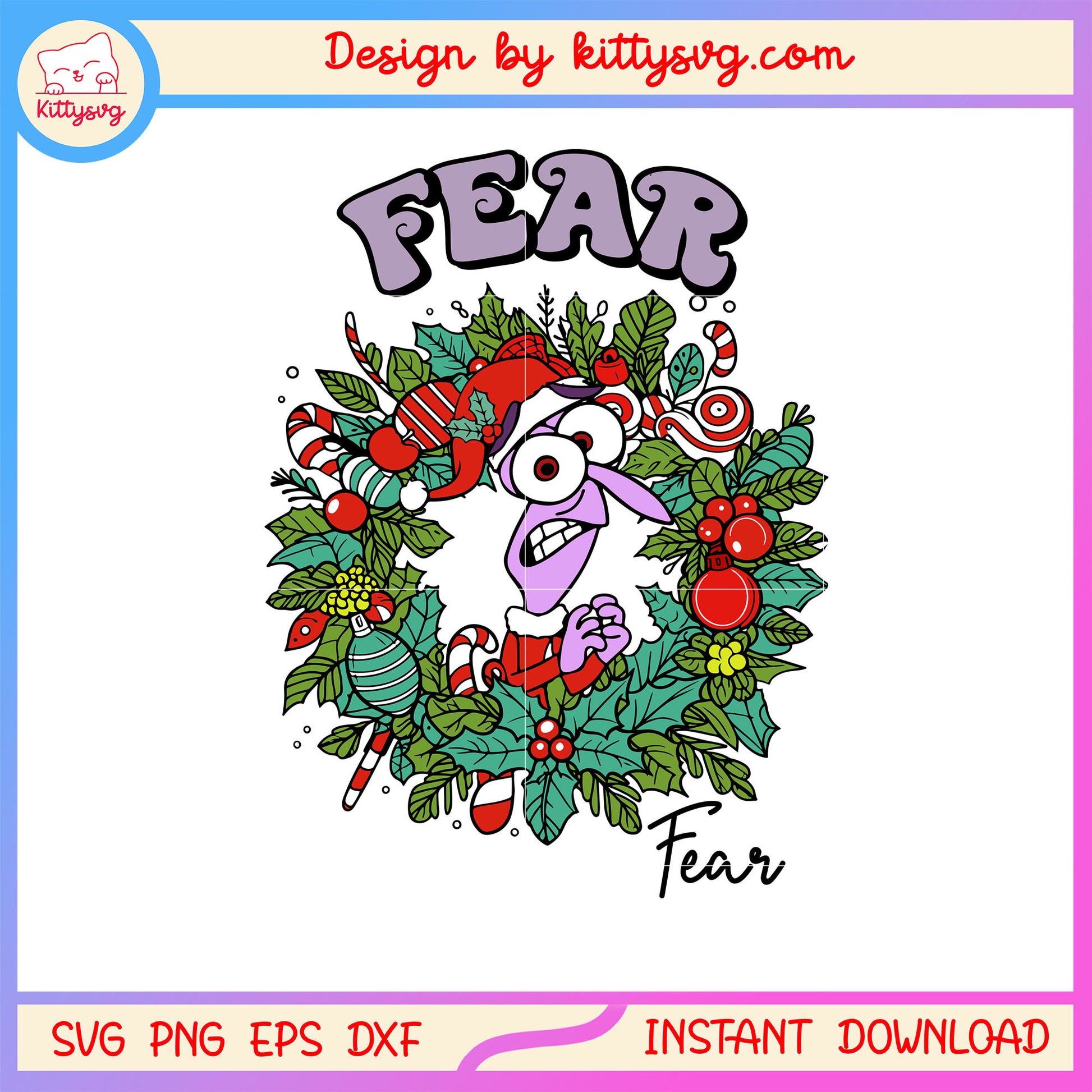 Inside out fear christmas flower wreath svg, inside out fear svg