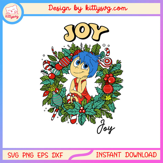 Inside out joy christmas flower wreath svg, inside out joy svg
