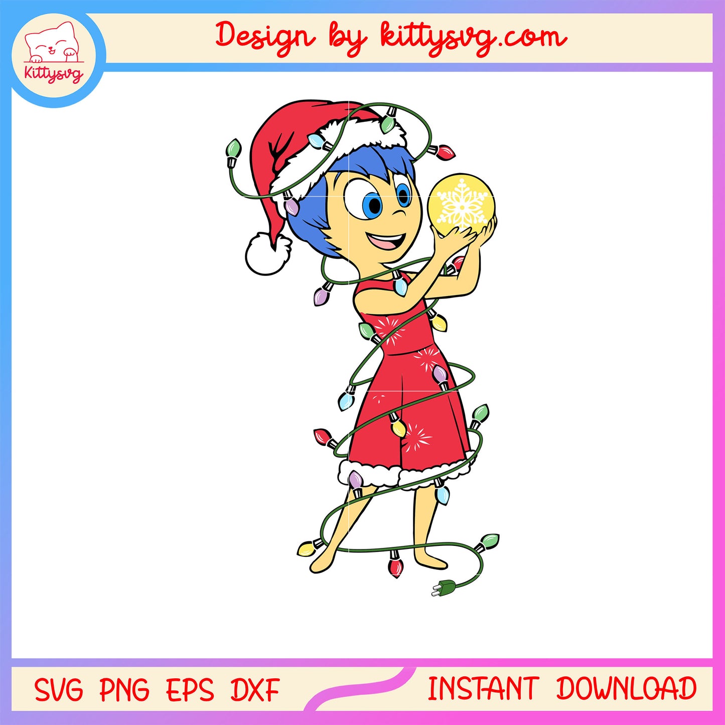 Inside out joy christmas light design svg, joy inside out svg