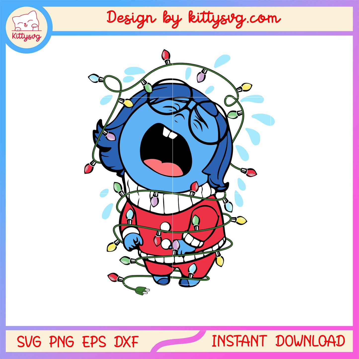 Inside out sadness christmas light svg, christmas decoration svg