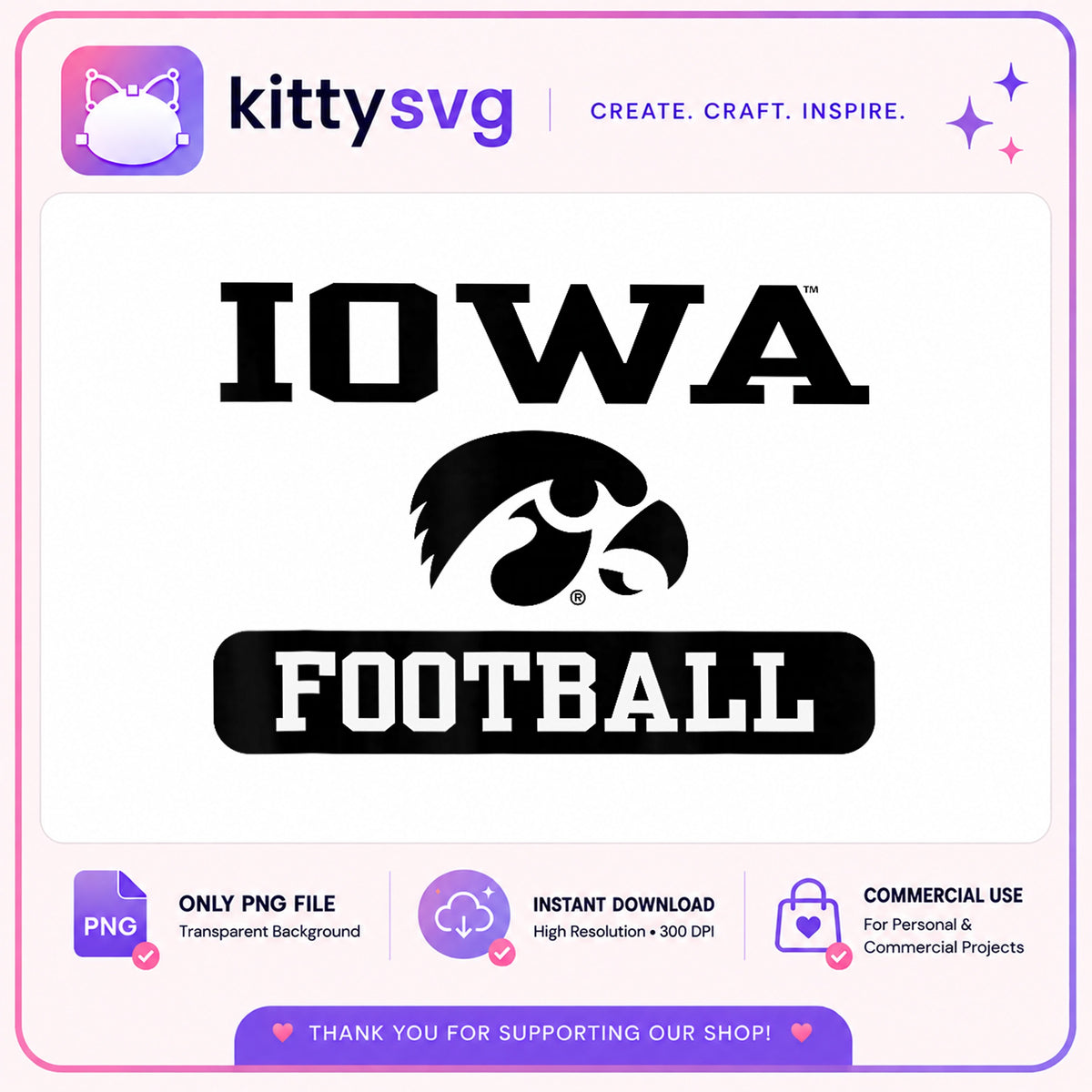 Iowa Hawkeyes Football PNG, Iowa Football Logo, College Football PNG