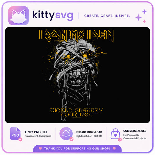 Iron Maiden PNG, World Slavery Tour Vintage Rock Band PNG, Eddie PNG