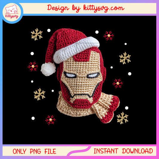 Iron man face christmas patchwork png, marvel iron man png