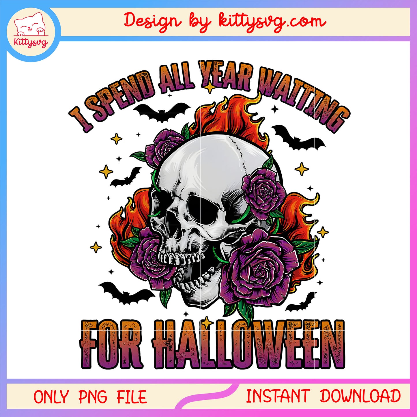 I spend all year waiting for halloween png, skull png, watt for halloween png
