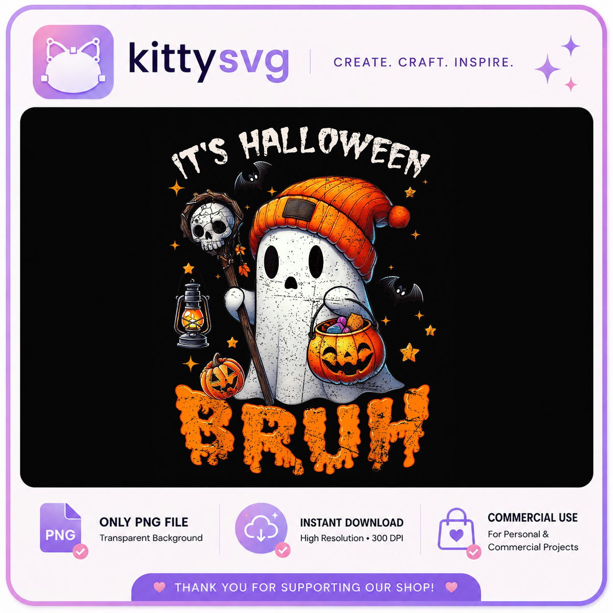 It's Halloween Bruh PNG, Funny Ghost Halloween PNG, Spooky PNG