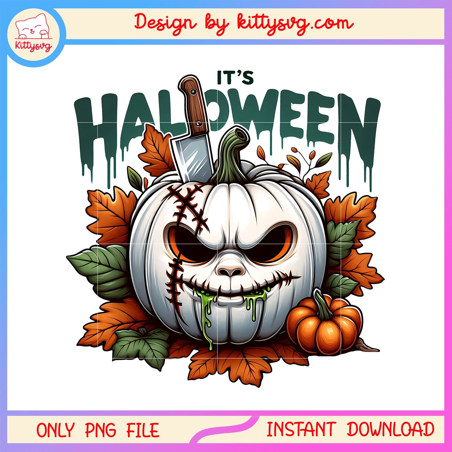 It's halloween chucky face pumpkin design png, halloween decoration png