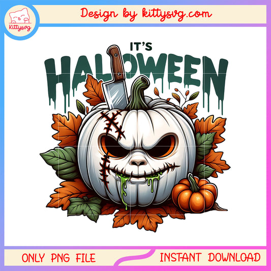 It's halloween chucky face pumpkin design png, halloween decoration png