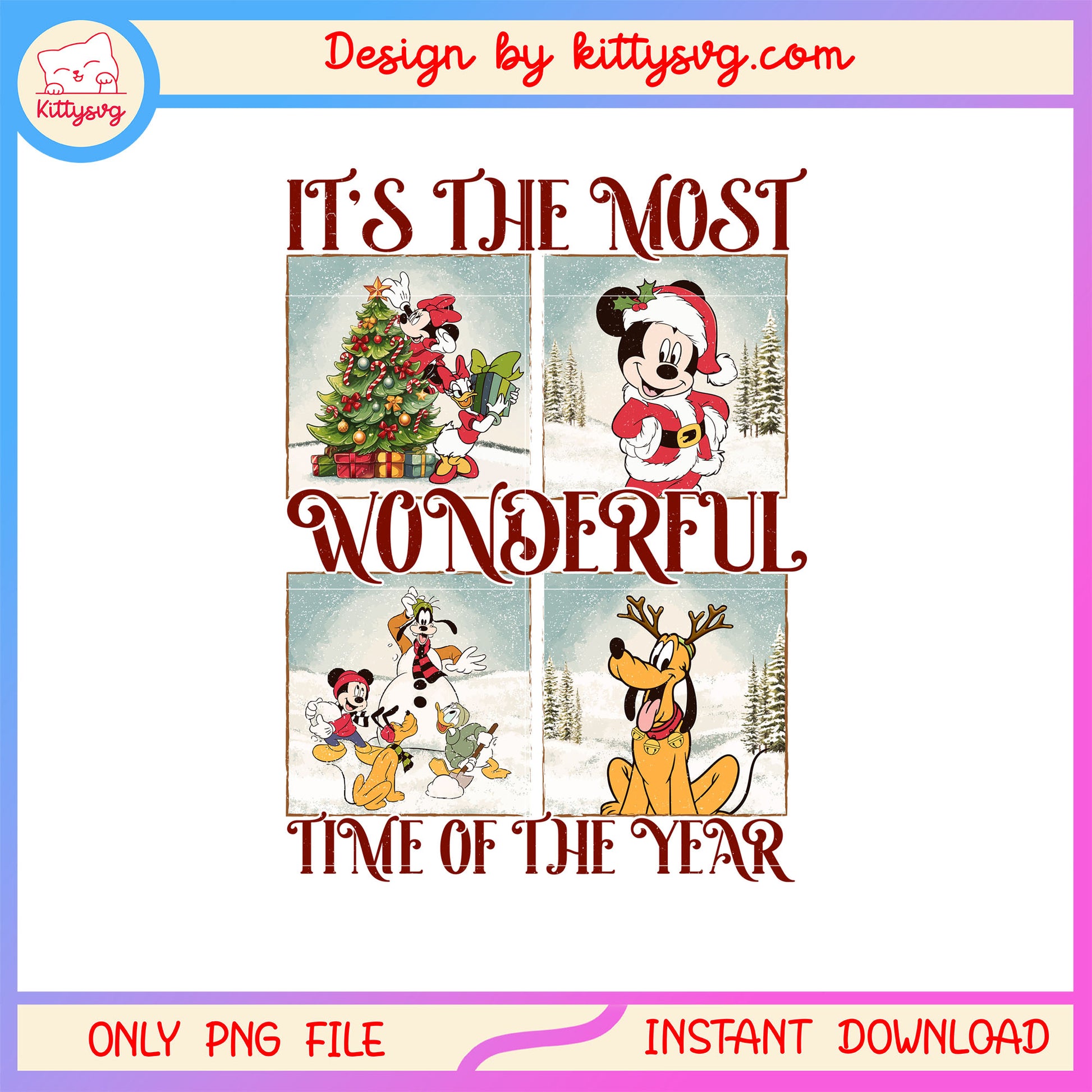 It's the most wonderful time of the year disney png, happy x-mas png 