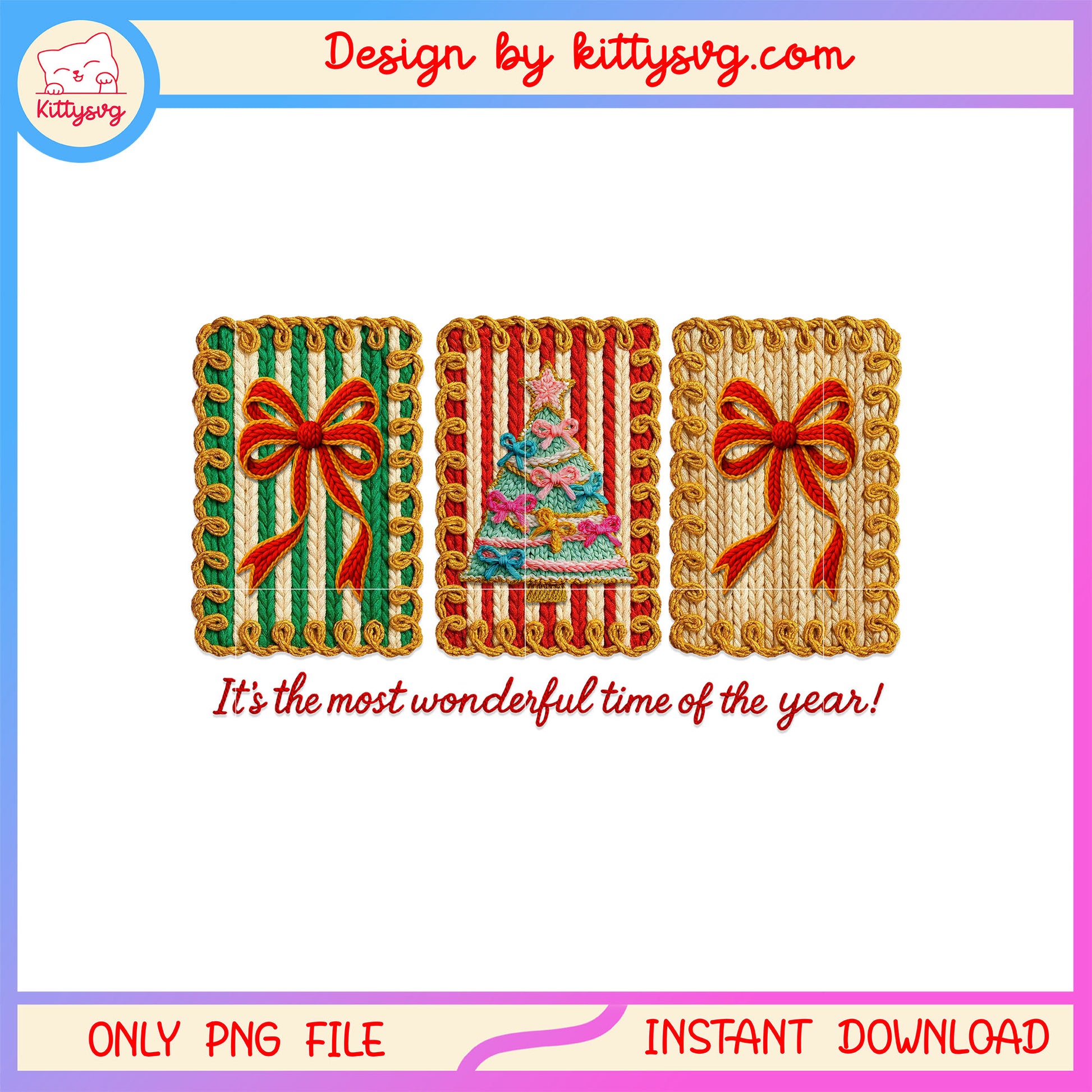It's the most wonderful time of the years crochet png, merry x-mas png