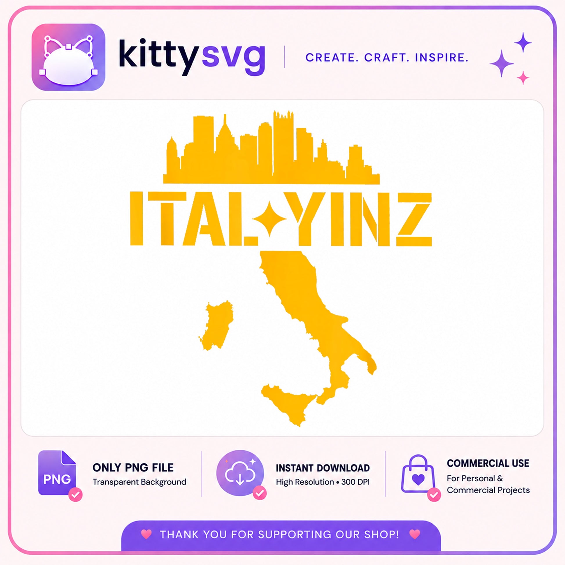 Italyinz Pittsburgh Skyline Italy Map PNG, Italian Pride PNG, Yinzer PNG