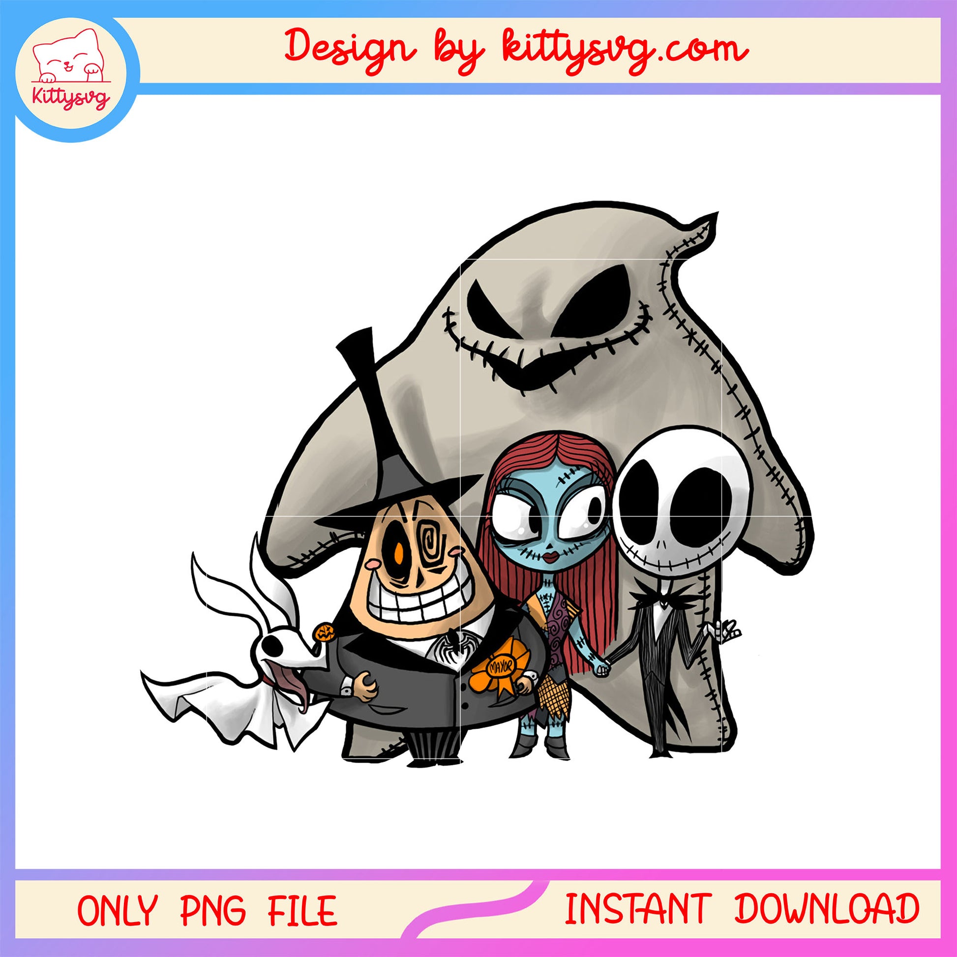 Jack Sally Boogie Mayor chibi png, halloween movie characters png