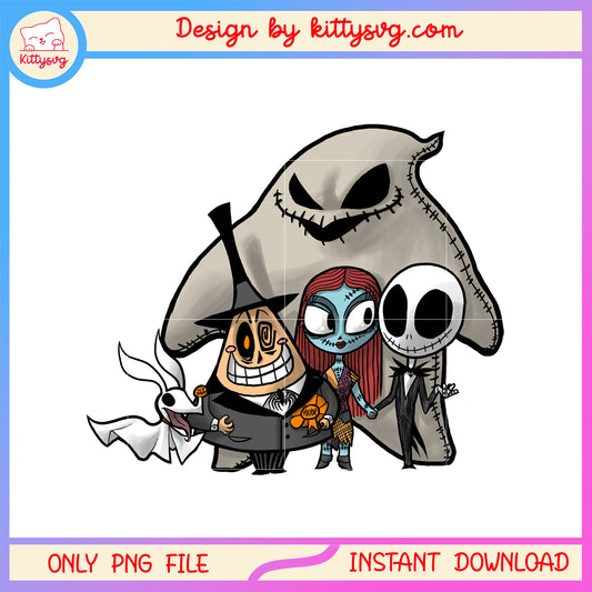 Jack Sally Boogie Mayor chibi png, halloween movie characters png