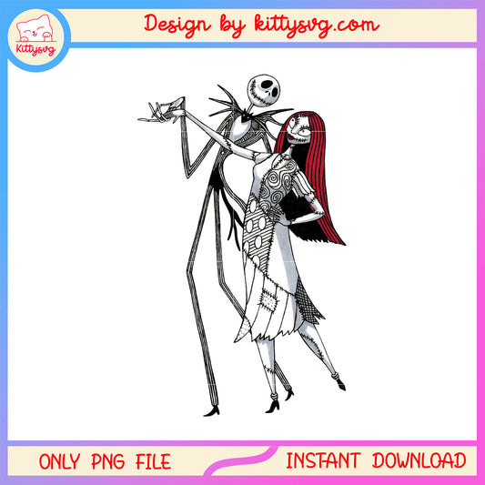 Jack and sally dancing clipping png, halloween couple costume ideas png