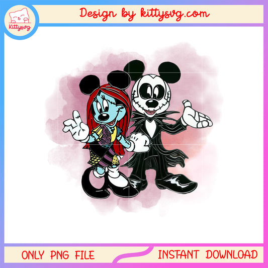 Jack and sally nightmare before christmas png, minnie and mickey png