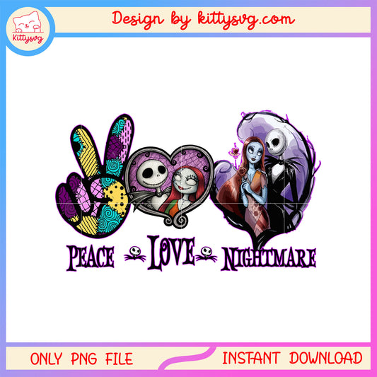 Jack and sally peace love halloween movies png, sally and jack png