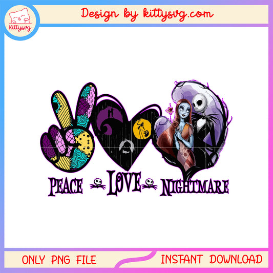 Jack and sally spooky peace love nightmare png, sally and jack png