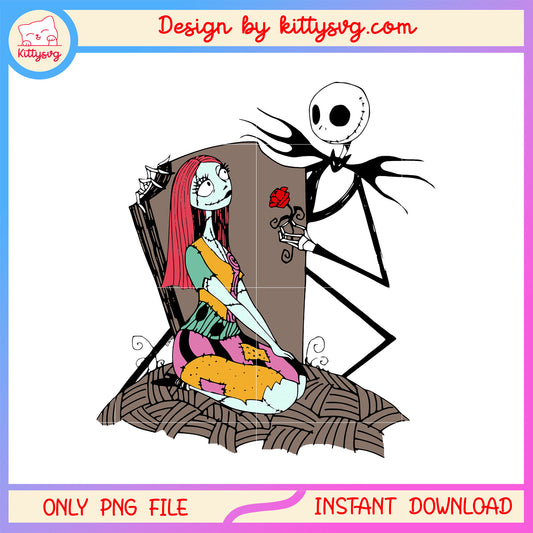 Jack and sally tombstone romantic png, halloween couple png