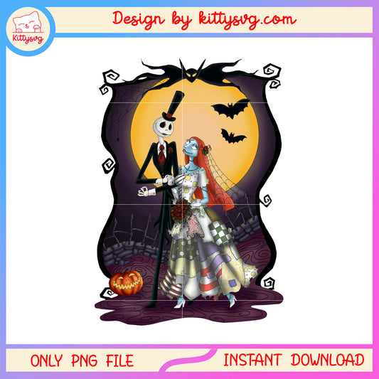 Jack skellington and sally wedding png, halloween wedding png