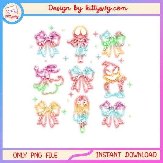 Jack skellington halloween neon bundle png, nightmare before christmas png