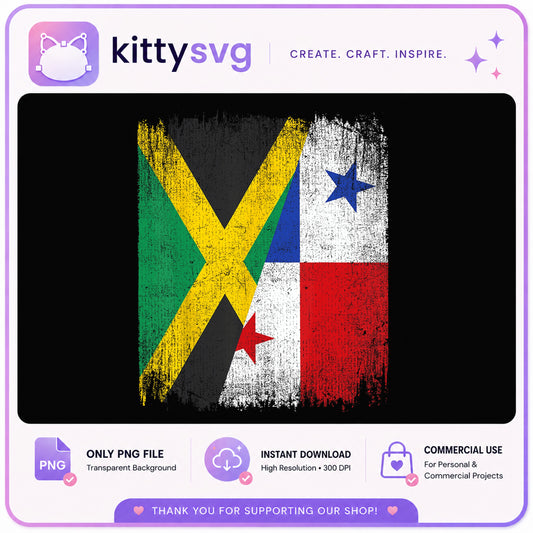 Jamaica Panama Half Flag PNG, Grunge Flag Design, Pride PNG