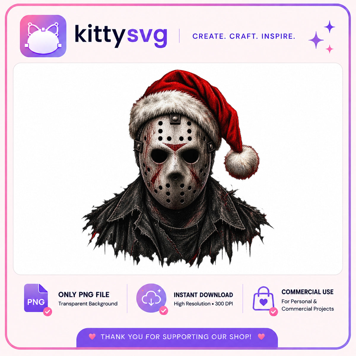 Jason Voorhees Christmas PNG, Horror Santa Clipart, PNG
