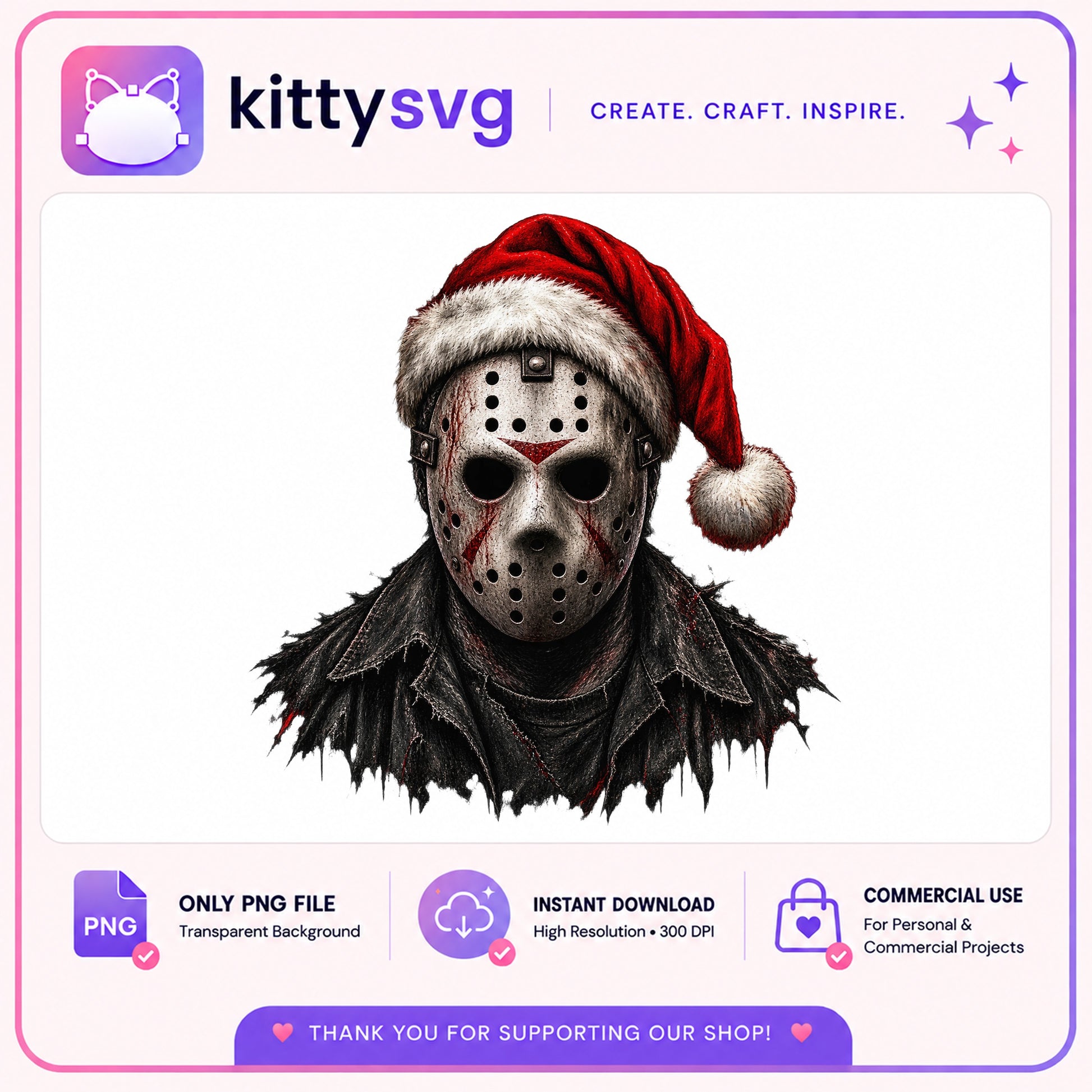Jason Voorhees Christmas PNG, Horror Santa Clipart, PNG