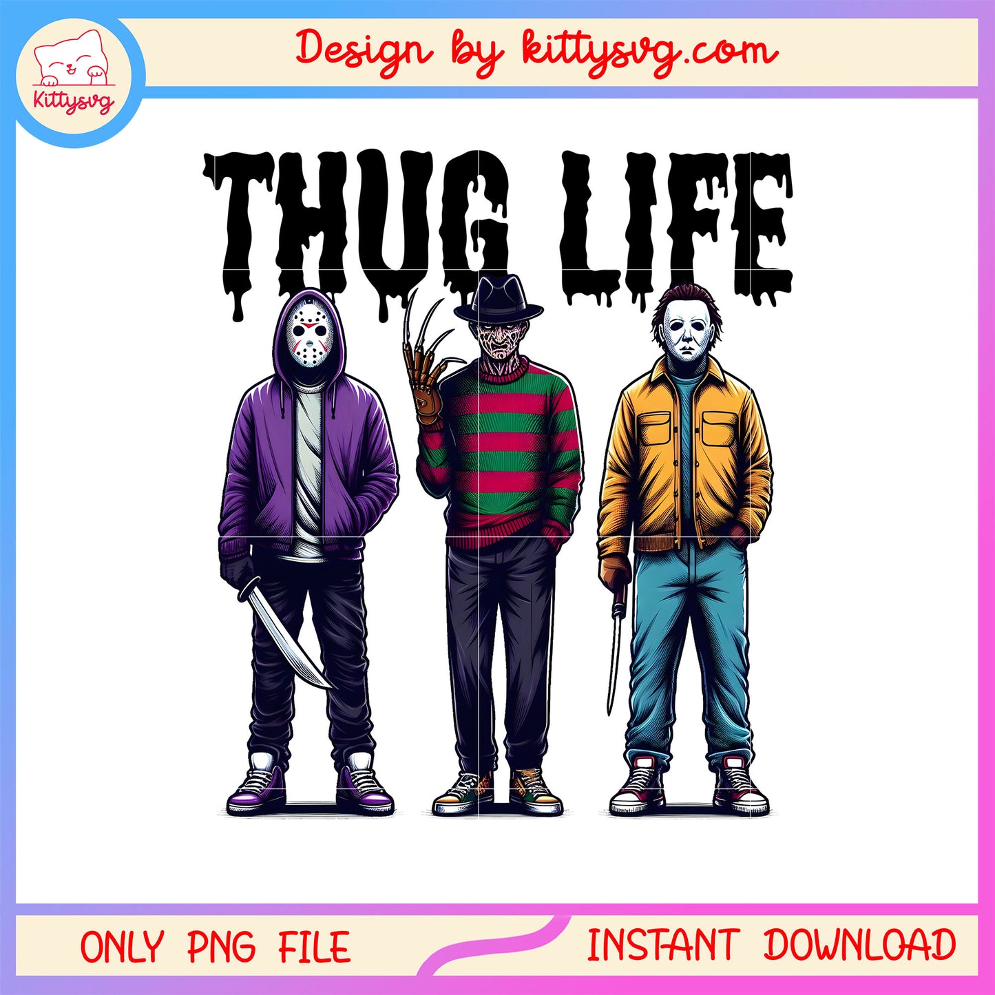 Jason freddy michael thug life horror movies design png, horror characters png
