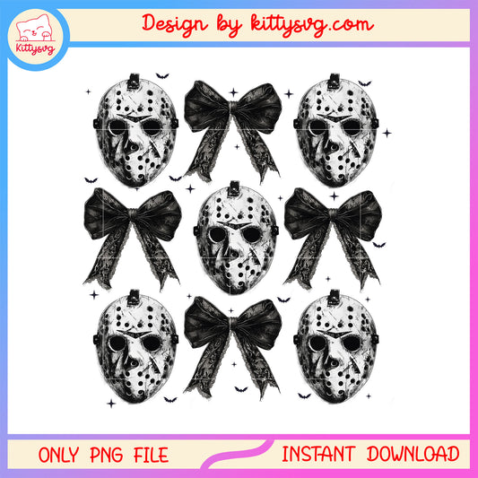 Jason voorhees mask and coquette bow png, movie jason voorhees png
