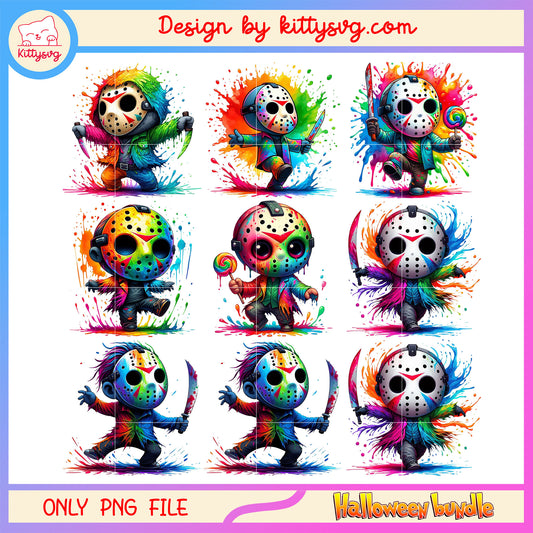 Jason voorhees water color design bundle png, jason voorhees​ png
