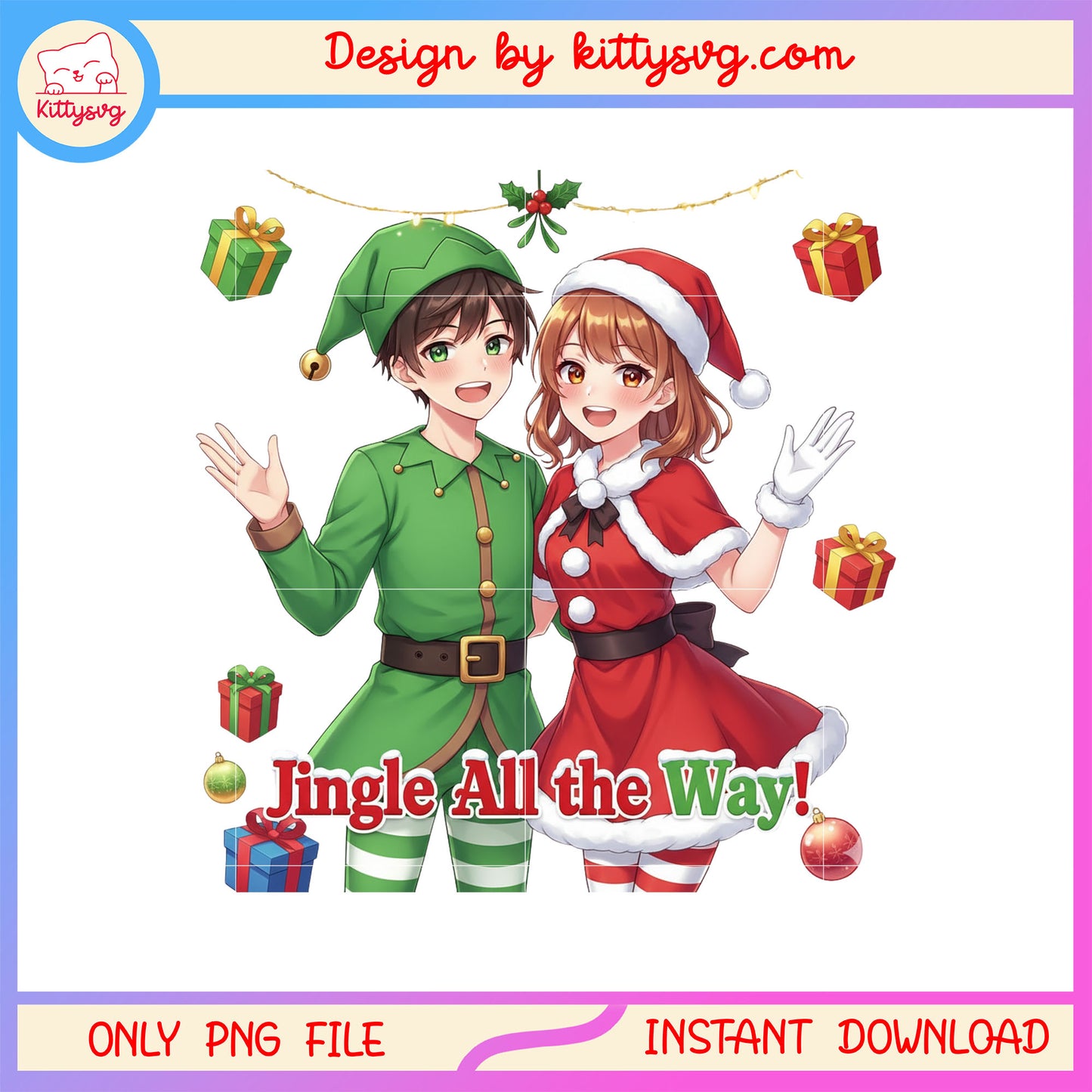 Jingle all the way cute couple kpop design png, kpop demon png