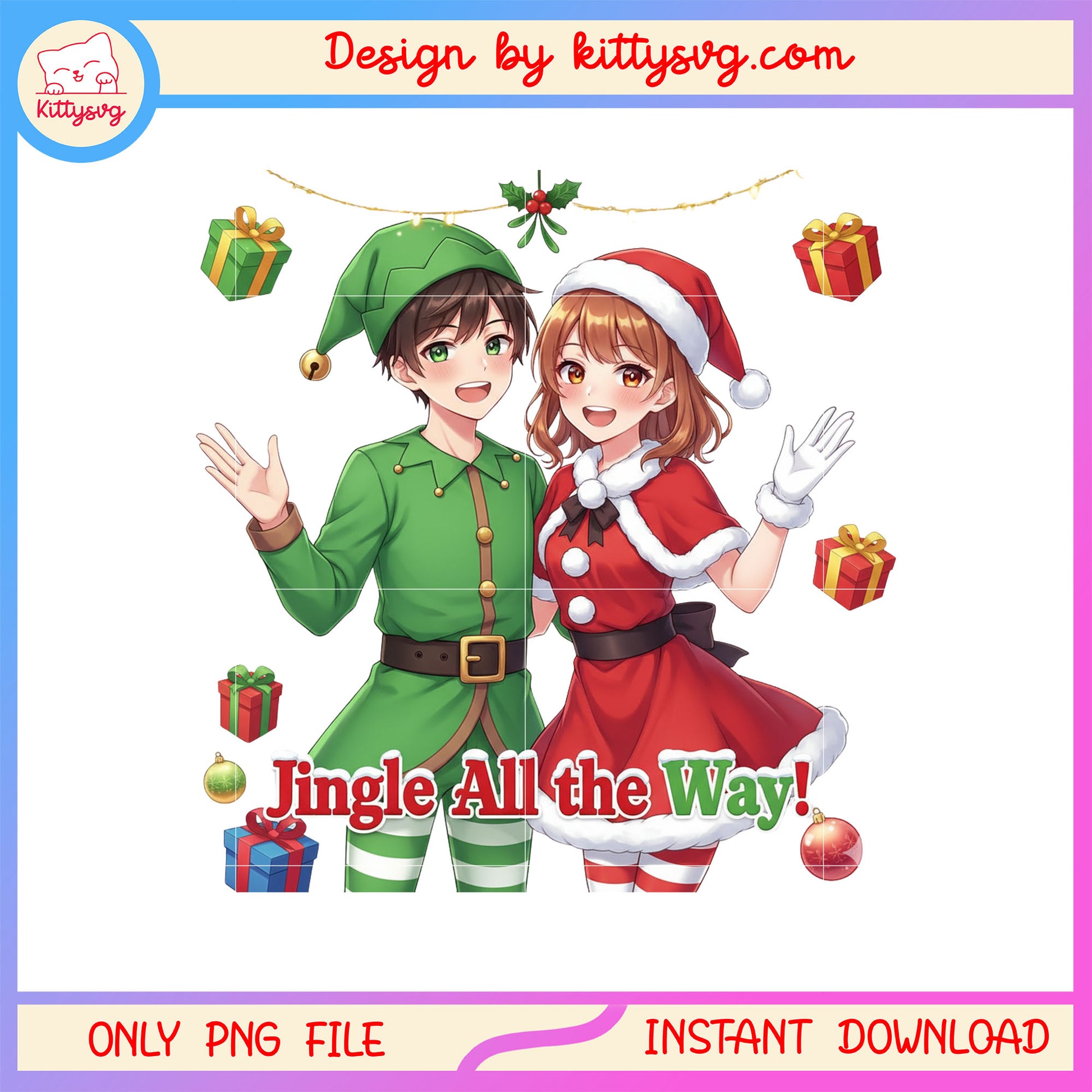 Jingle all the way cute couple kpop design png, kpop demon png