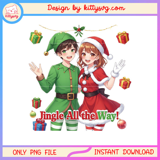 Jingle all the way cute couple kpop design png, kpop demon png
