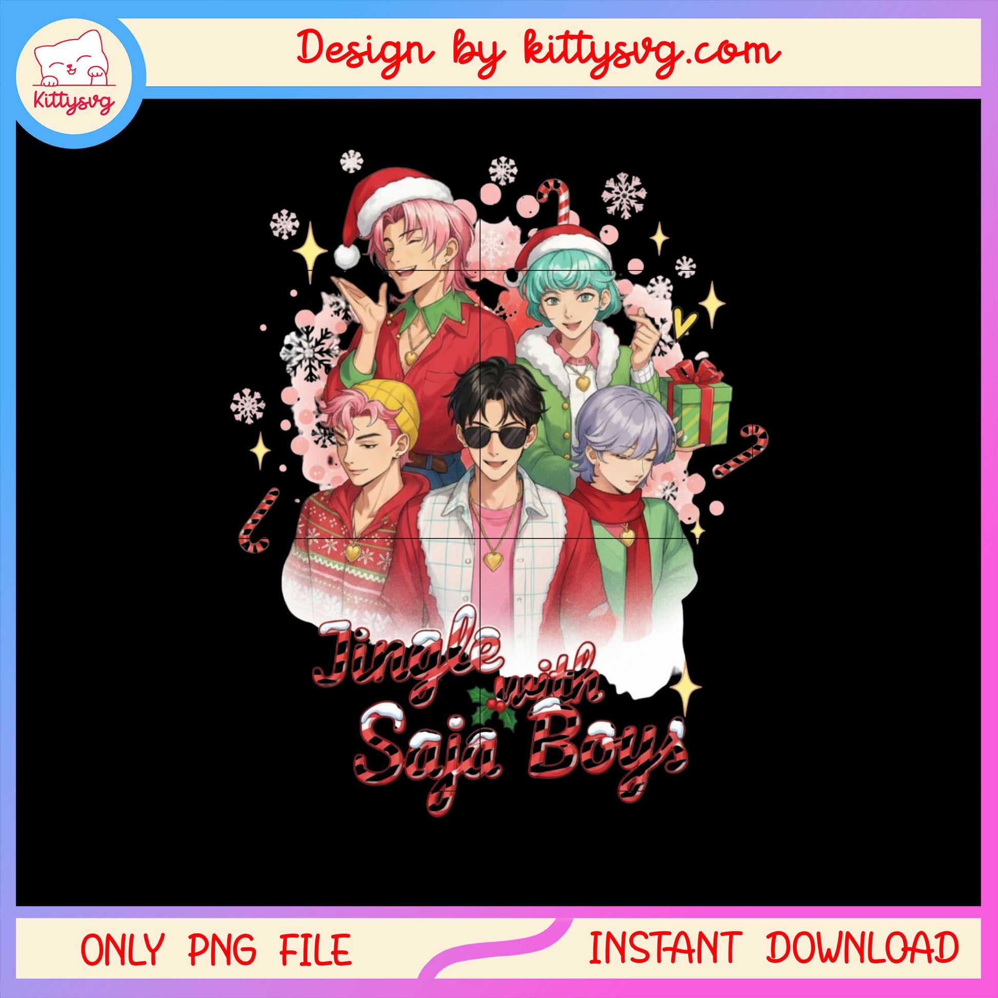 Jingle with saja boys kpop group png, kpop boy band png