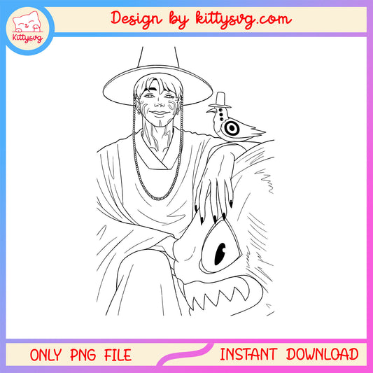 Jinu demon and sussie outline png, Kpop demon characters png