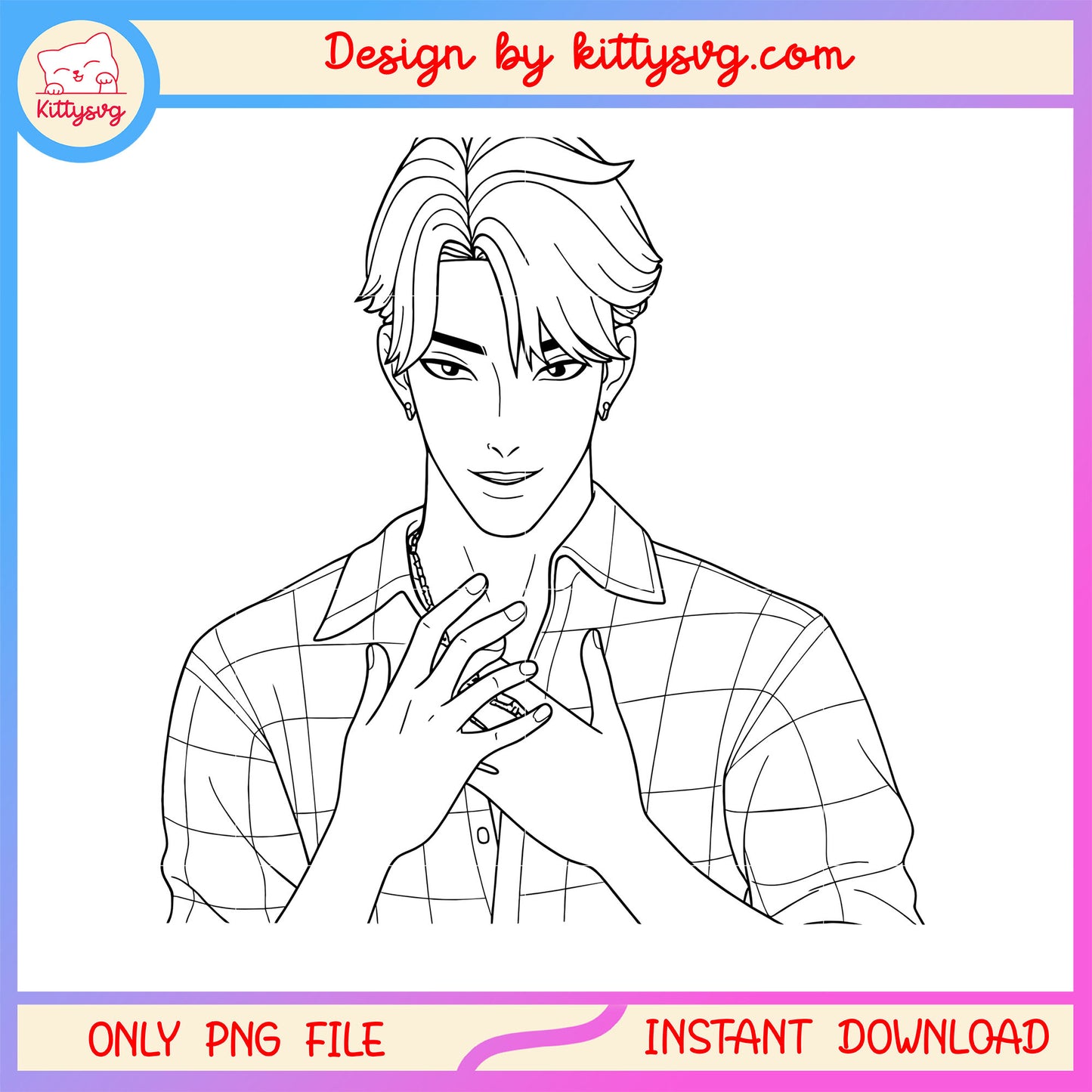 Jinu kpop demon hunters outline design png, jinu saja boys png