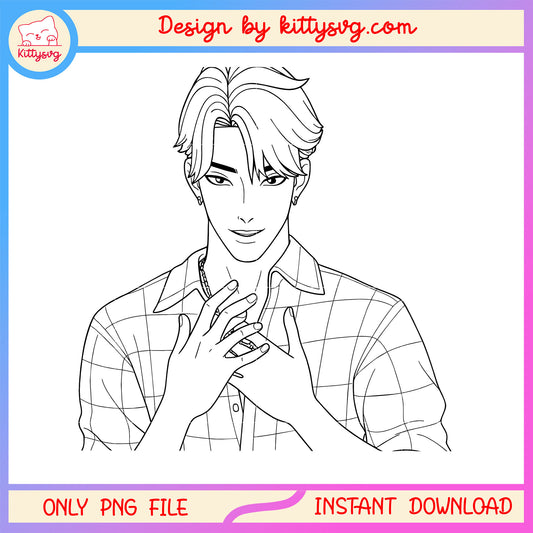 Jinu kpop demon hunters outline design png, jinu saja boys png