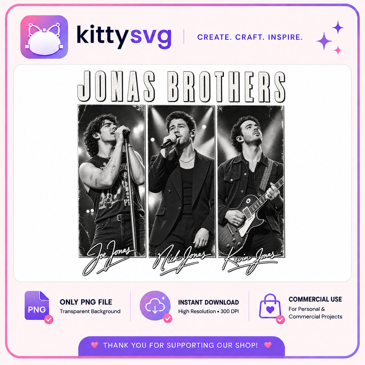 Jonas Brothers PNG, Joe Nick Kevin Jonas Band Shirt, Music PNG