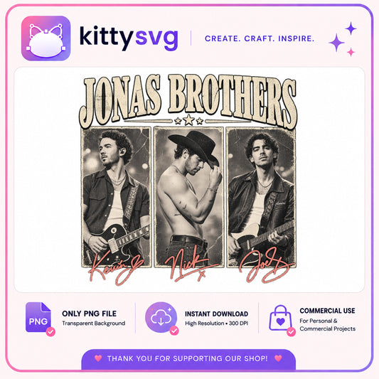 Jonas Brothers Vintage PNG, Kevin Nick Joe PNG, Band Tee PNG