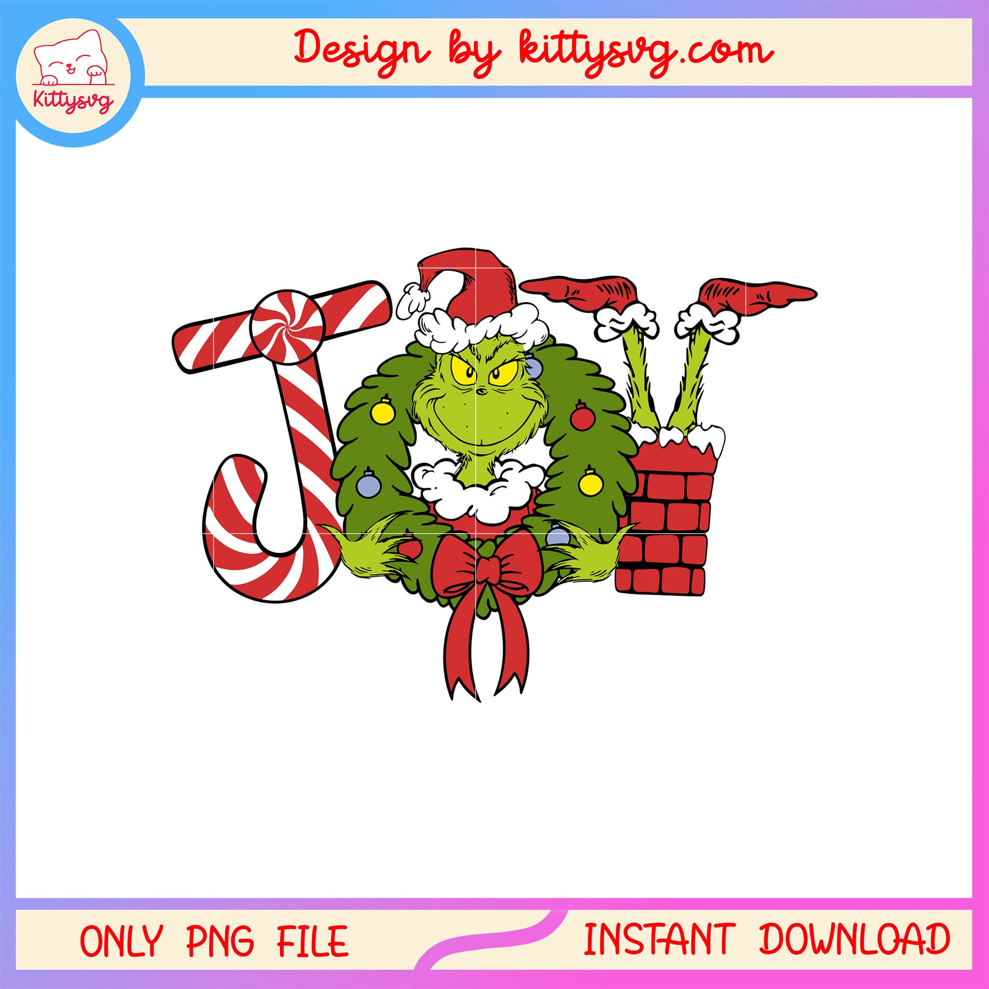 Joy grinch christmas wreath candy cane png, baby grinch png