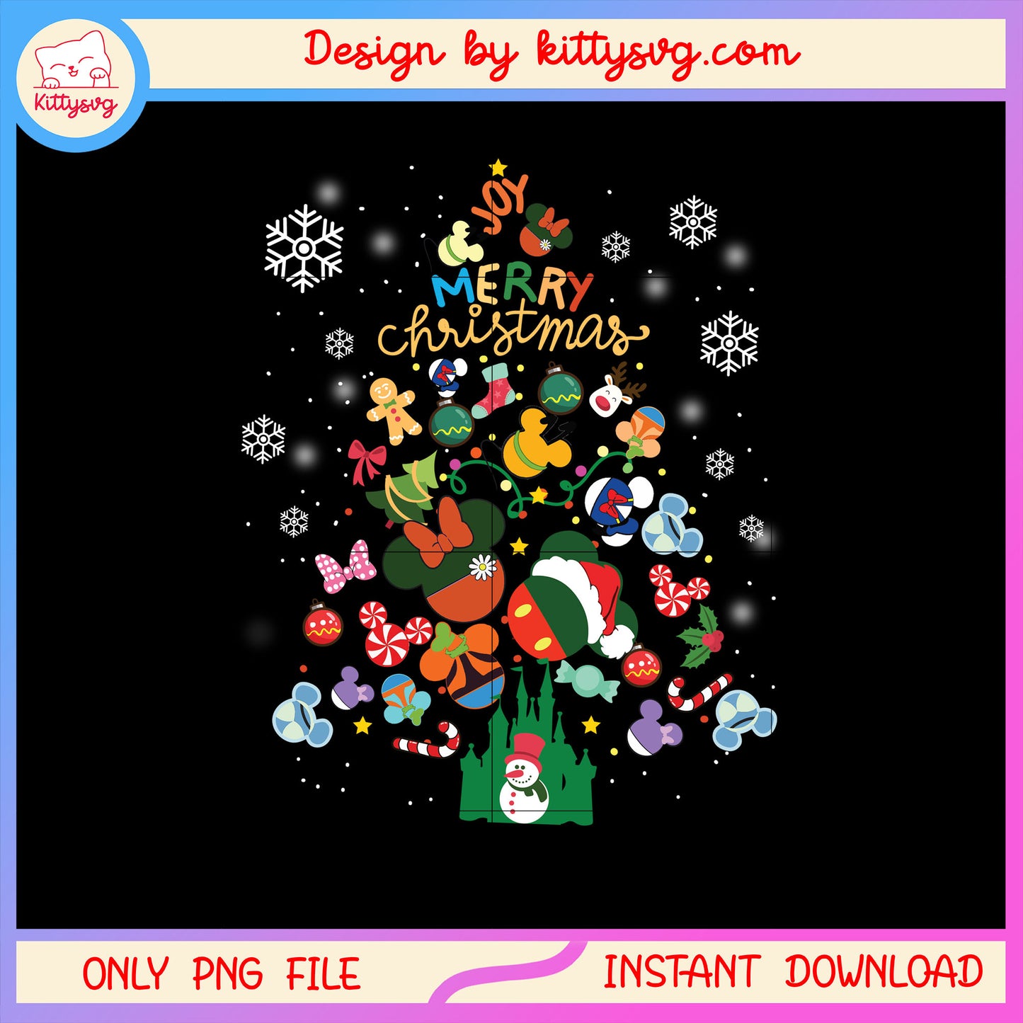Joy merry christmas disney ear clipart png, disney cartoon png
