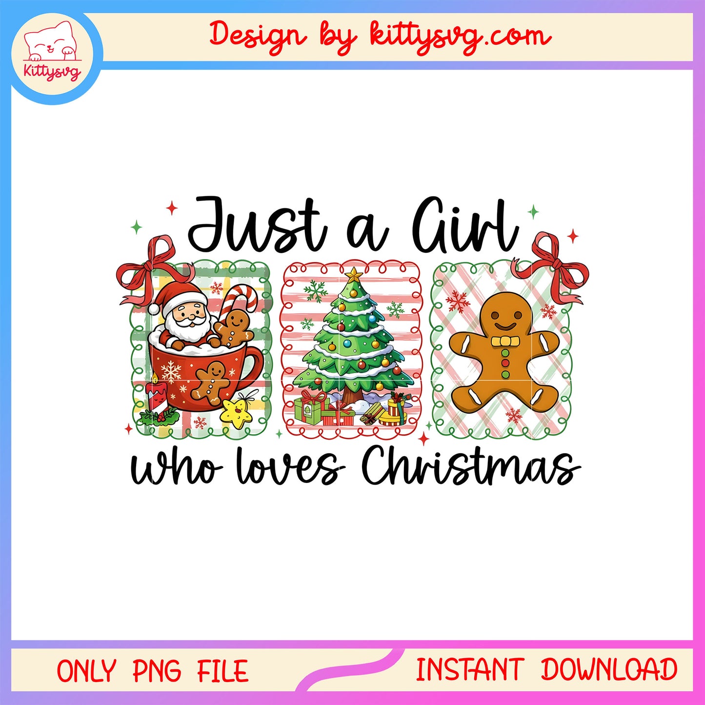 Just a girl who loves christmas quote clipart png, christmas png